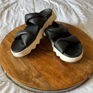 Sorel Black Sandals with Cream Soles
